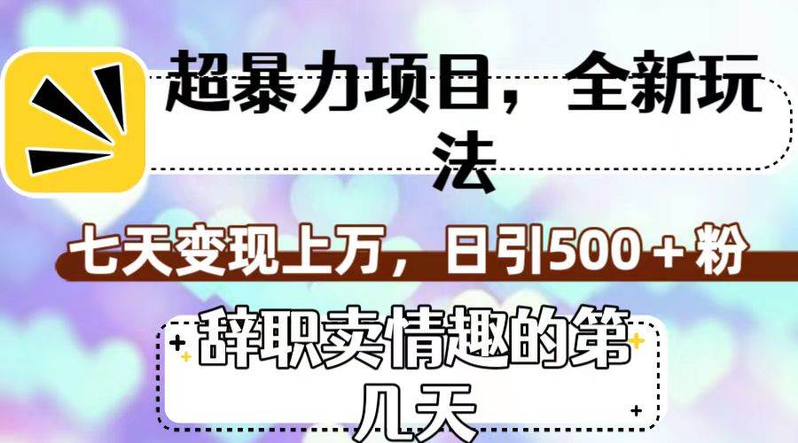 超暴利项目，全新玩法（辞职卖情趣的第几天），七天变现上万，日引500+粉-即时风口网