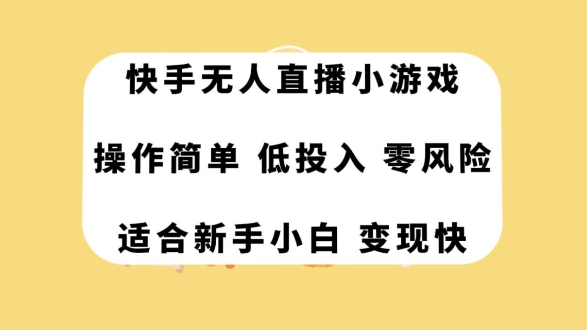 快手无人直播小游戏，操作简单，低投入零风险变现快-即时风口网