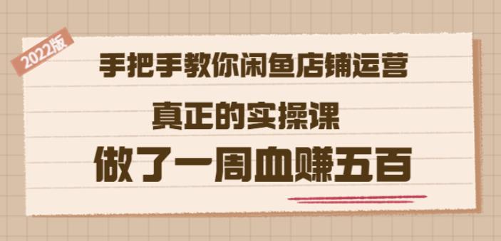 2022版《手把手教你闲鱼店铺运营》真正的实操课做了一周血赚五百(16节课)-即时风口网