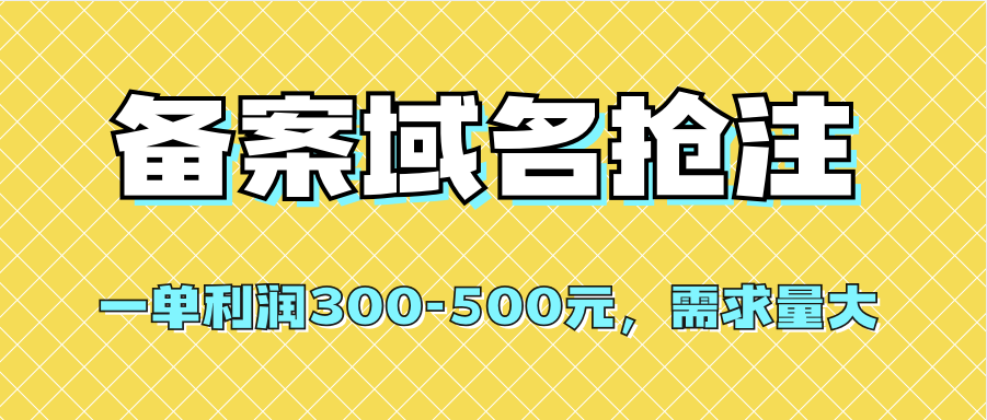 【全网首发】备案域名抢注，一单利润300-500元，需求量大-即时风口网