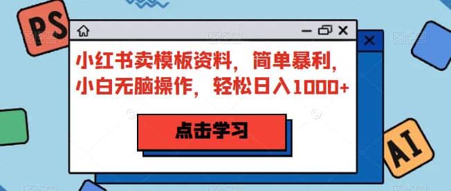 小红书卖模板资料，简单暴利，小白无脑操作，轻松日入1000+【揭秘】-即时风口网