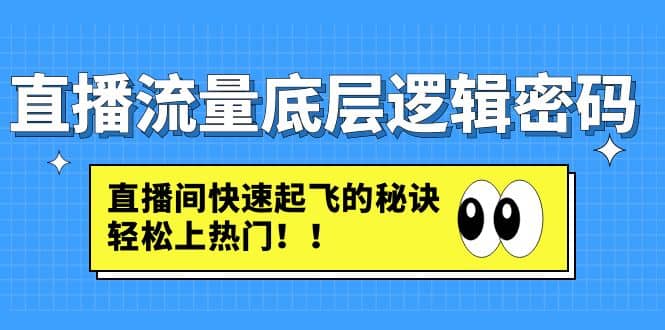 直播流量底层逻辑密码：直播间快速起飞的秘诀，轻松上热门-即时风口网