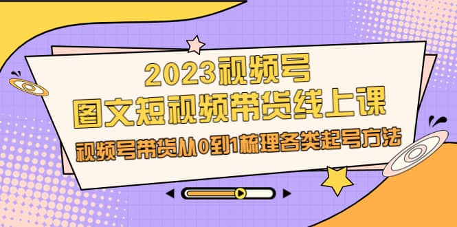 2023视频号-图文短视频带货线上课，视频号带货从0到1梳理各类起号方法-即时风口网