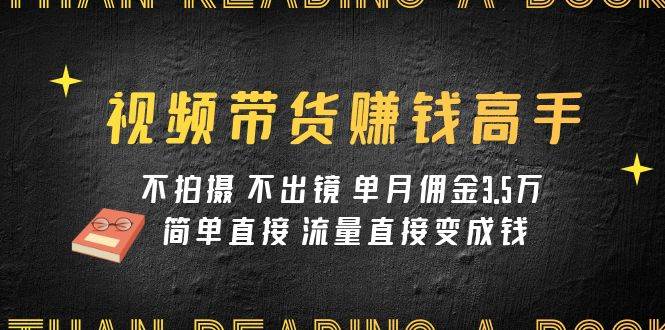 视频带货赚钱高手课程：不拍摄 不出镜 单月佣金3.5w 简单直接 流量直接变钱-即时风口网