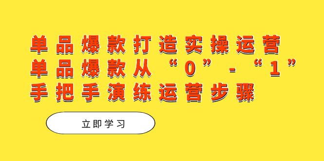 单品爆款打造实操运营，单品爆款从“0”-“1”手把手演练运营步骤-即时风口网