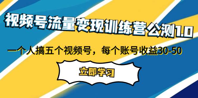 视频号流量变现训练营公测1.0：一个人搞五个视频号，每个账号收益30-50-即时风口网