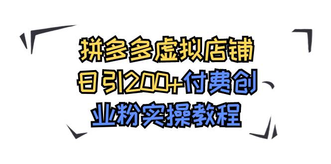 拼多多虚拟店铺日引200+付费创业粉实操教程-即时风口网