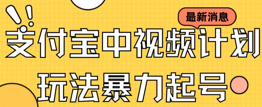 支付宝中视频玩法暴力起号影视起号有播放即可获得收益（带素材）-即时风口网