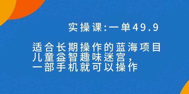 一单49.9长期蓝海项目，儿童益智趣味迷宫，一部-即时风口网