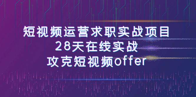 短视频运-营求职实战项目，28天在线实战，攻克短视频offer（46节课）-即时风口网