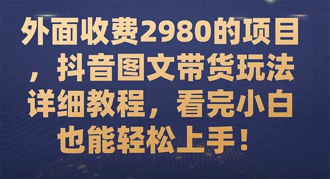 外面收费2980的项目，抖音图文带货玩法详细教程，看完小白也能轻松上手！-即时风口网