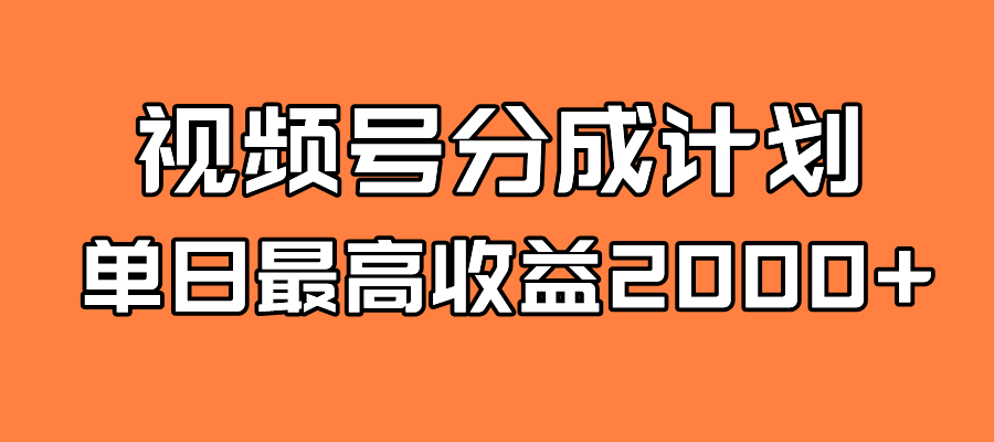 全新蓝海 视频号掘金计划 日入2000+-即时风口网