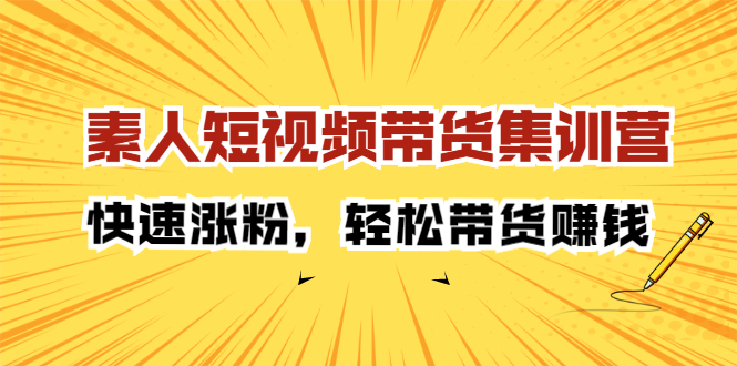 素人短视频带货集训营：快速涨粉，轻松带货赚钱-即时风口网