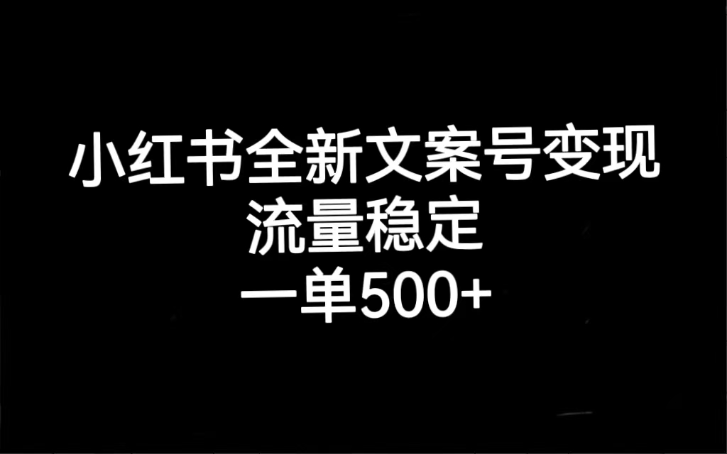 小红书全新文案号变现，流量稳定，一单收入500+-即时风口网