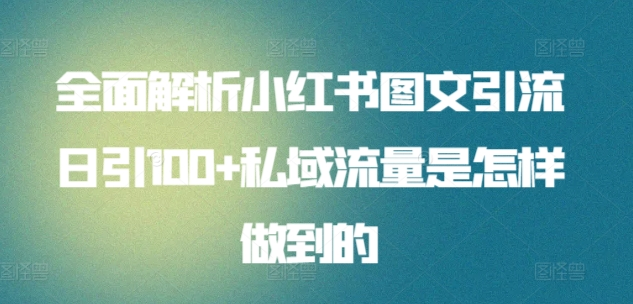 全面解析小红书图文引流日引100私域流量是怎样做到的-即时风口网