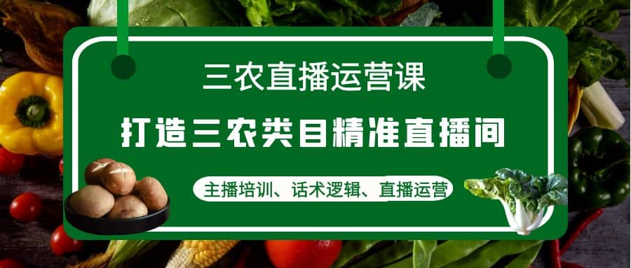 三农直播运营课：打造三农类目精准直播间，主播培训、话术逻辑、直播运营-即时风口网