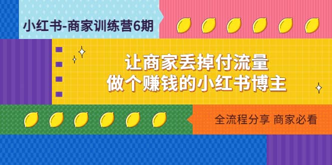 小红书-商家训练营12期：让商家丢掉付流量-即时风口网