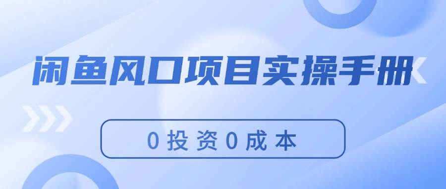 闲鱼风口项目实操手册，0投资0成本，让你做到，月入过万，新手可做-即时风口网