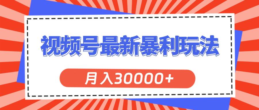 视频号最新暴利玩法，轻松月入30000+-即时风口网