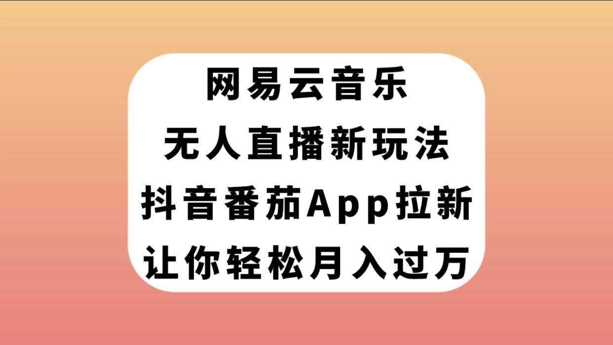 网易云音乐无人直播新玩法，抖音番茄APP拉新，让你轻松月入过万-即时风口网