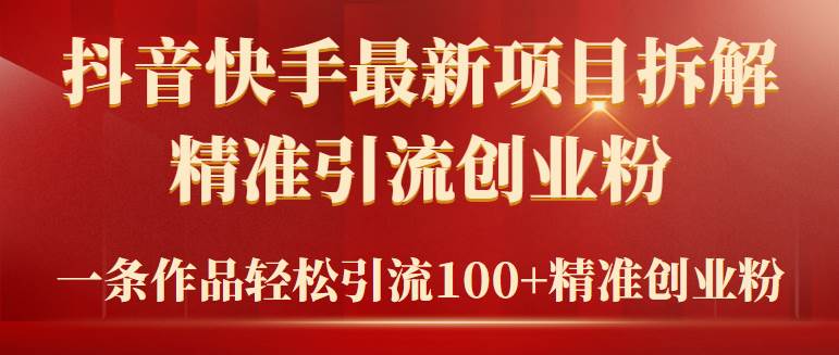 2024年抖音快手最新项目拆解视频引流创业粉，一天轻松引流精准创业粉100+-即时风口网