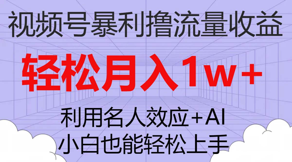 视频号暴利撸流量收益，小白也能轻松上手，轻松月入1w+-即时风口网