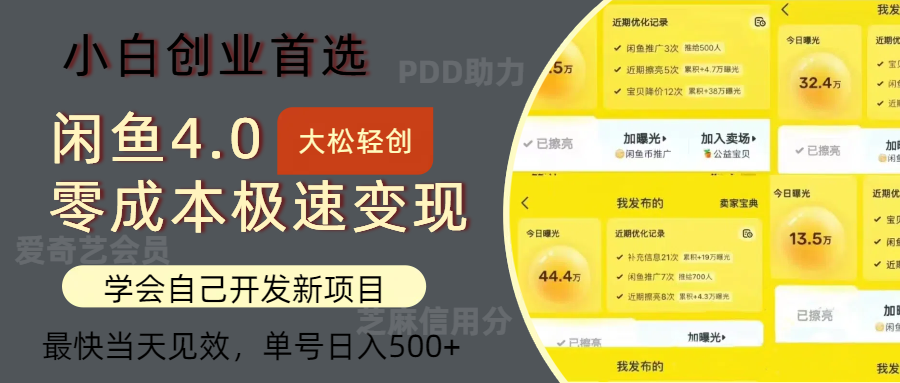 闲鱼0成本极速变现项目，多种变现方式，单号日入500+最新玩法-即时风口网