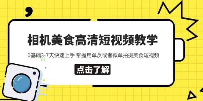 相机美食高清短视频教学 0基础3-7天快速上手 掌握用单反或者微单拍摄美食-即时风口网