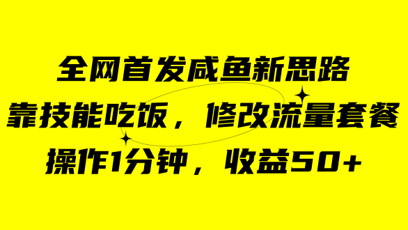 咸鱼冷门新玩法，靠“技能吃饭”，修改流量套餐，操作1分钟，收益50+-即时风口网