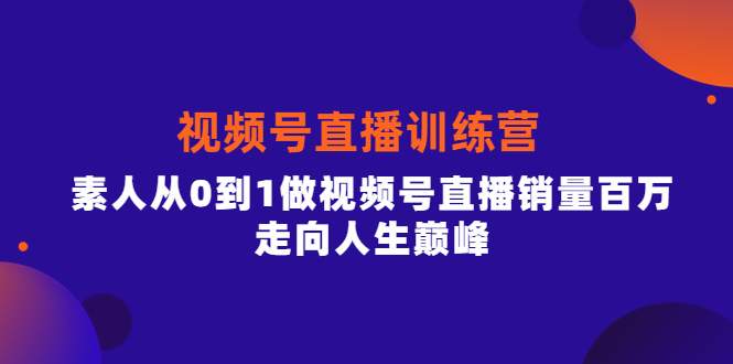 视频号直播训练营，素人从0到1做视频号直播销量百万，走向人生巅峰-即时风口网