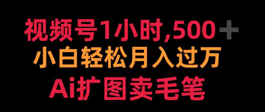 视频号1小时，500＋ 小白轻松月入过万 Ai扩图卖毛笔-即时风口网