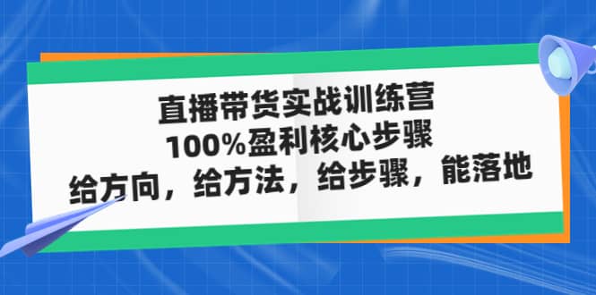 直播带货实战训练营：100%盈利核心步骤，给方向，给方法，给步骤，能落地-即时风口网