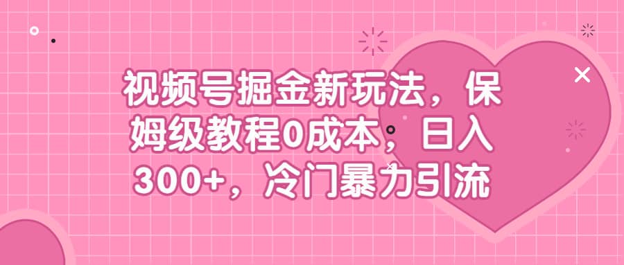 视频号掘金新玩法，保姆级教程0成本，日入300+，冷门暴力引流-即时风口网