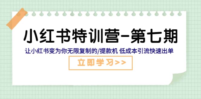 小红书特训营-第七期 让小红书变为你无限复制的/提款机 低成本引流快速出单-即时风口网