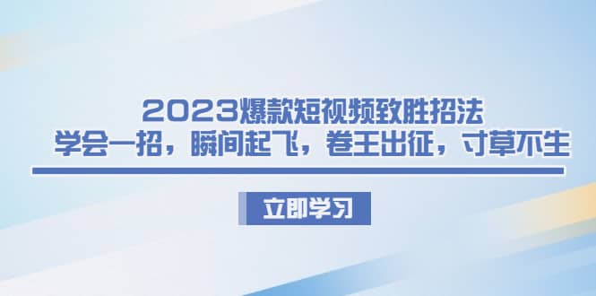 2023爆款短视频致胜招法，学会一招，瞬间起飞，卷王出征，寸草不生-即时风口网