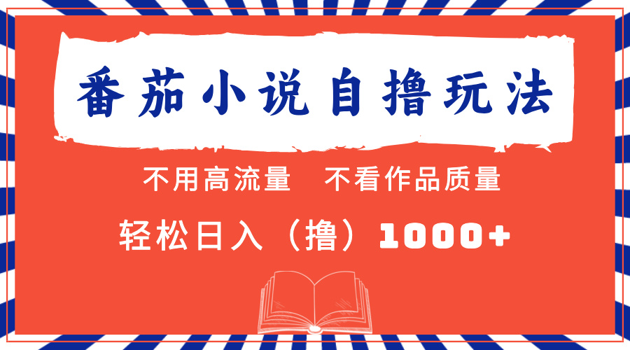 番茄小说最新自撸 不看流量 不看质量 轻松日入1000+-即时风口网