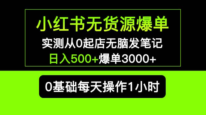 小红书无货源爆单 实测从0起店无脑发笔记爆单3000+长期项目可多店-即时风口网