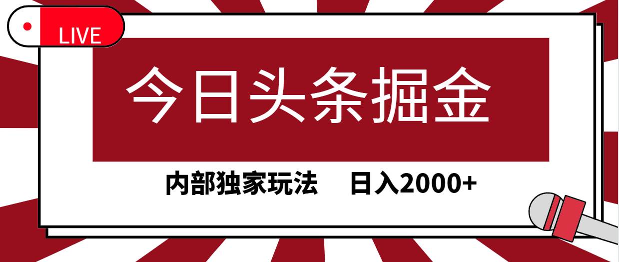 今日头条掘金，30秒一篇文章，内部独家玩法，日入2000+-即时风口网