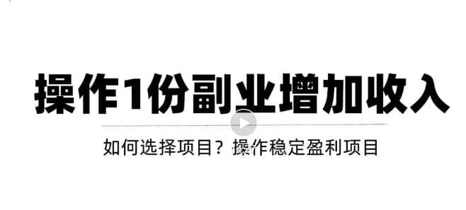 新手如何通过操作副业增加收入，从项目选择到玩法分享！【视频教程】-即时风口网