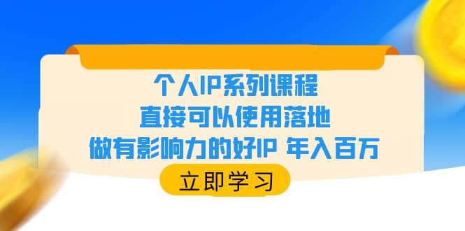 个人IP系列课程，直接可以使用落地，做有影响力的好IP 年入百万-即时风口网