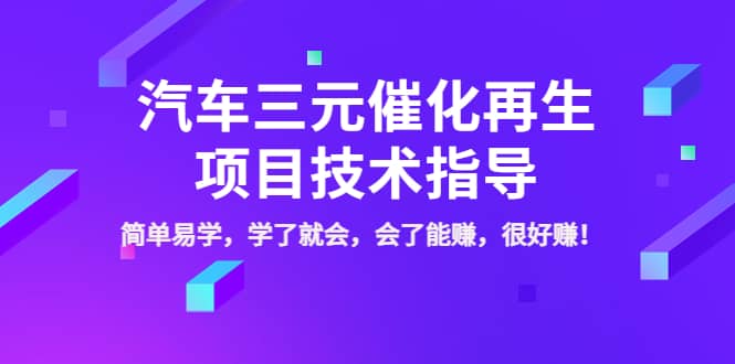 汽车三元催化再生项目技术指导，简单易学，学了就会，会了能赚，很好赚！-即时风口网