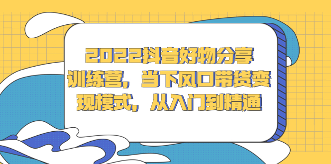 2022抖音好物分享训练营，当下风口带货变现模式，从入门到精通-即时风口网