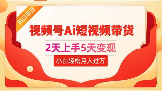 2天上手5天变现视频号Ai短视频带货0粉丝0基础小白轻松月入过万-即时风口网