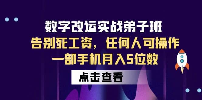 数字 改运实战弟子班：告别死工资，任何人可操作，一部手机月入5位数-即时风口网