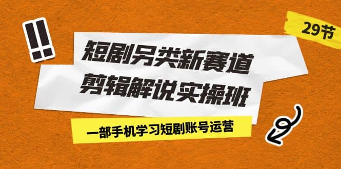 短剧另类新赛道剪辑解说实操班：一部手机学习短剧账号运营（29节 价值500）-即时风口网