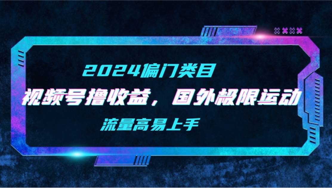 【2024偏门类目】视频号撸收益，二创国外极限运动视频锦集，流量高易上手-即时风口网