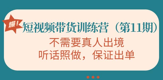 短视频带货训练营（第11期），不需要真人出境，听话照做，保证出单-即时风口网