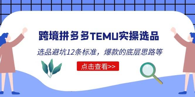 跨境拼多多TEMU实操选品运营方法，选品避坑12条标准，爆款的底层思路等-即时风口网