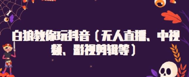 白狼教你玩抖音（无人直播、中视频、影视剪辑等）-即时风口网