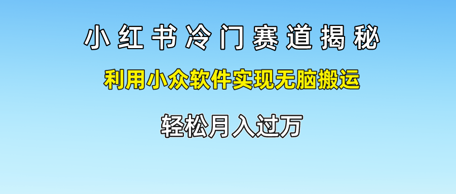 小红书冷门赛道揭秘,轻松月入过万，利用小众软件实现无脑搬运，-即时风口网